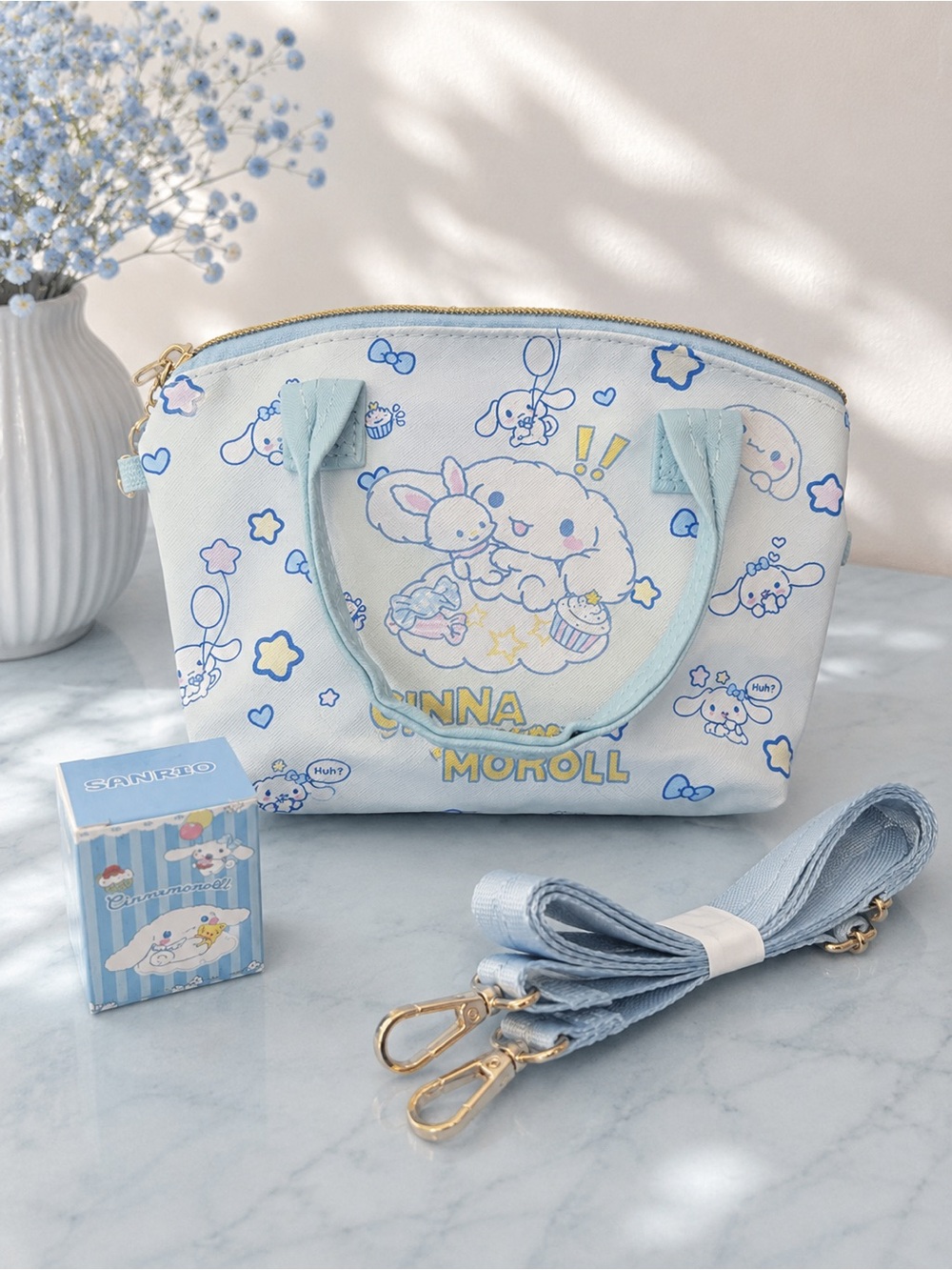 Sanrio Cinnamoroll Pastel Blue Little Purse + Mystery Character Keychain